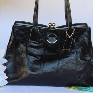 Coach Black Patent Leather Satchel Handbag